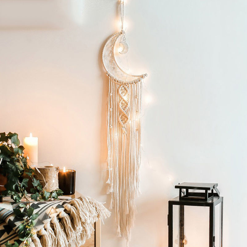 Celestial Glow Tapestry Set—Boho Wall Hangings with Lights (Set of 4)