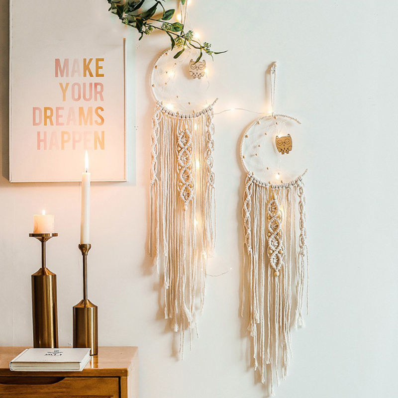 Celestial Glow Tapestry Set—Boho Wall Hangings with Lights (Set of 4)