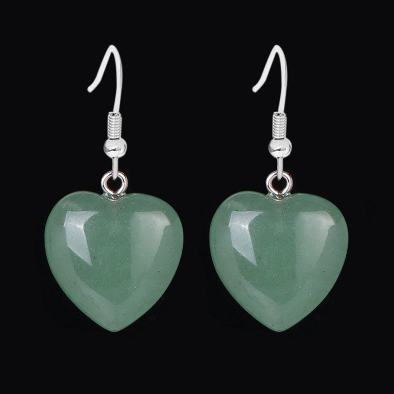 Abundant Heart Earrings–Green Aventurine