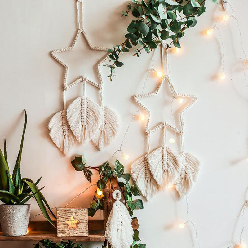 Celestial Glow Tapestry Set—Boho Wall Hangings with Lights (Set of 4)