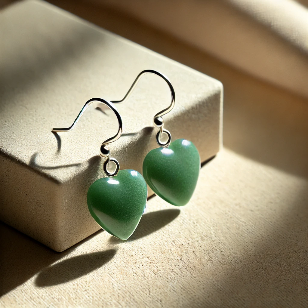 Abundant Heart Earrings–Green Aventurine