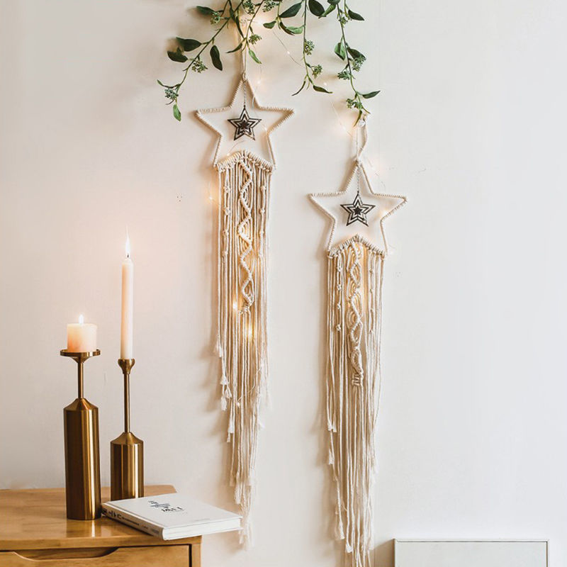 Celestial Glow Tapestry Set—Boho Wall Hangings with Lights (Set of 4)