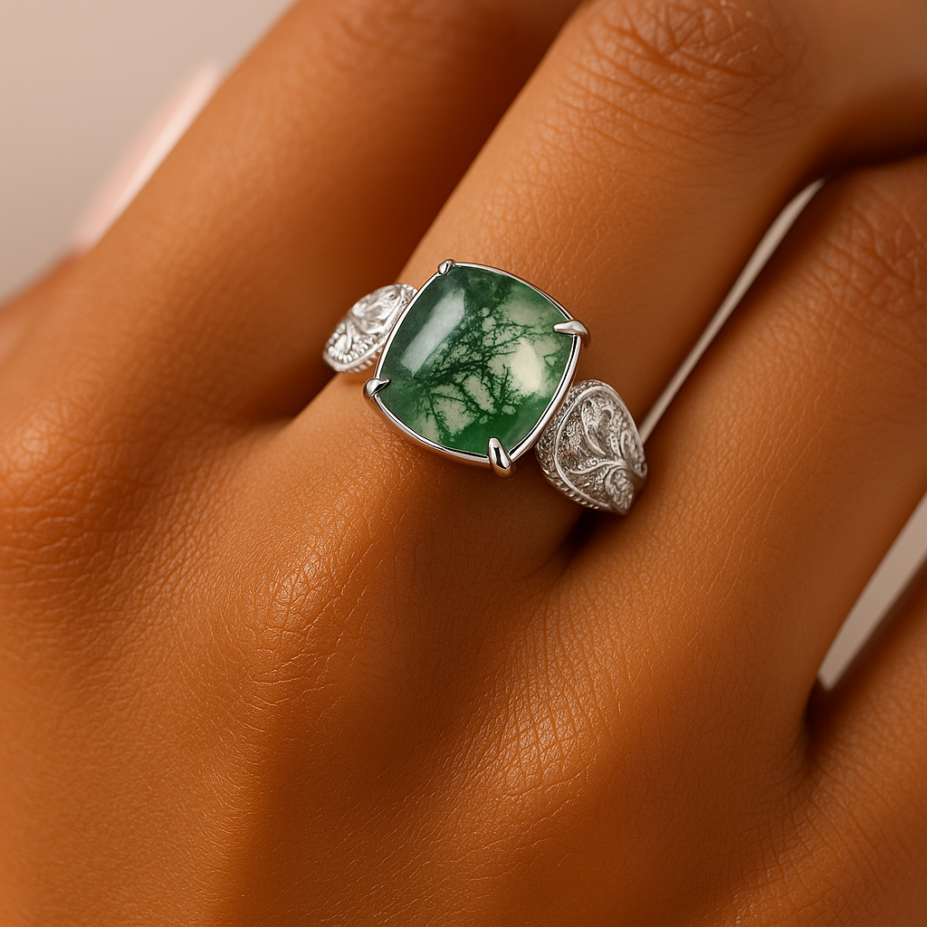 Osain's Grove Moss Agate Ring