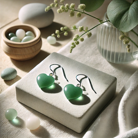 Abundant Heart Earrings–Green Aventurine