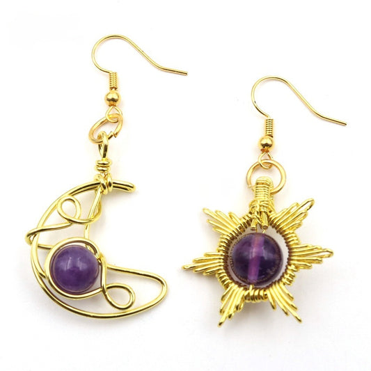 Celestial Balance: Sun & Moon Crystal Earrings